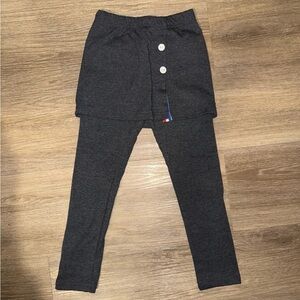 Kids Charcoal Gray Leggings with Skirt Overlay